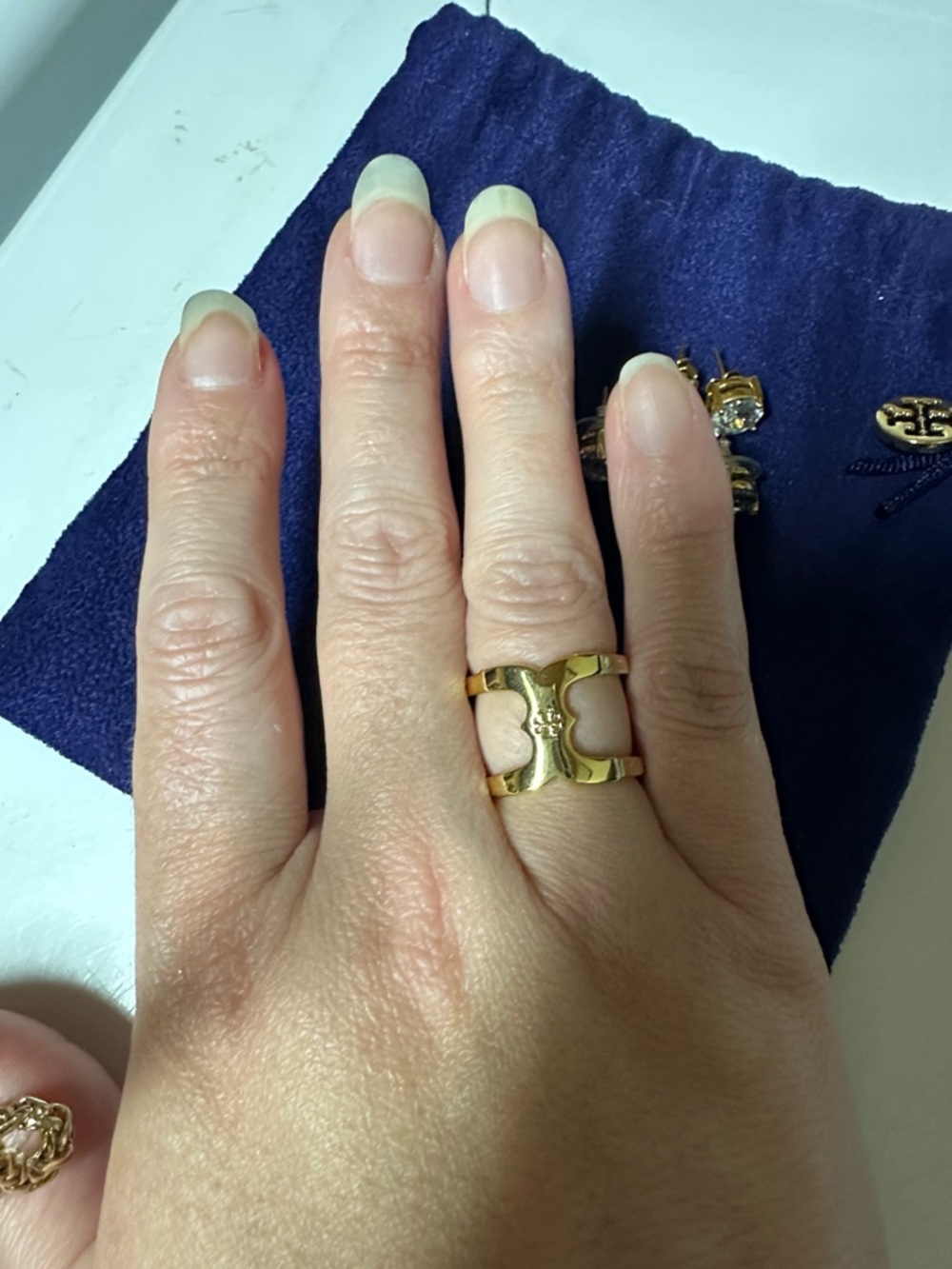 Tory Burch Gold Logo Cutout Ring